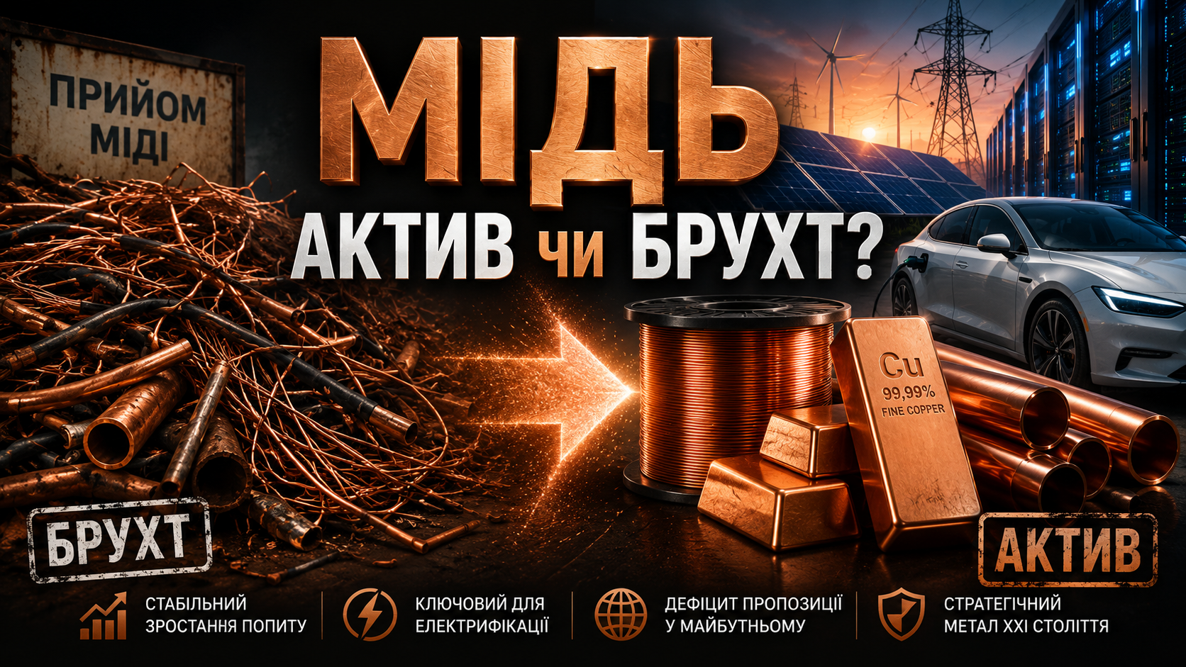 Мідь — стратегічний метал XXI століття: чому попит зростає і чи варто звернути увагу на цей актив